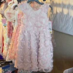Rare Editions Pink Heart Textured Kids Dress